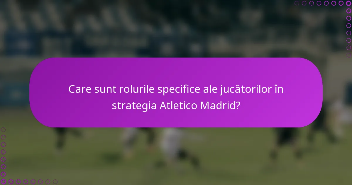 Care sunt rolurile specifice ale jucătorilor în strategia Atletico Madrid?