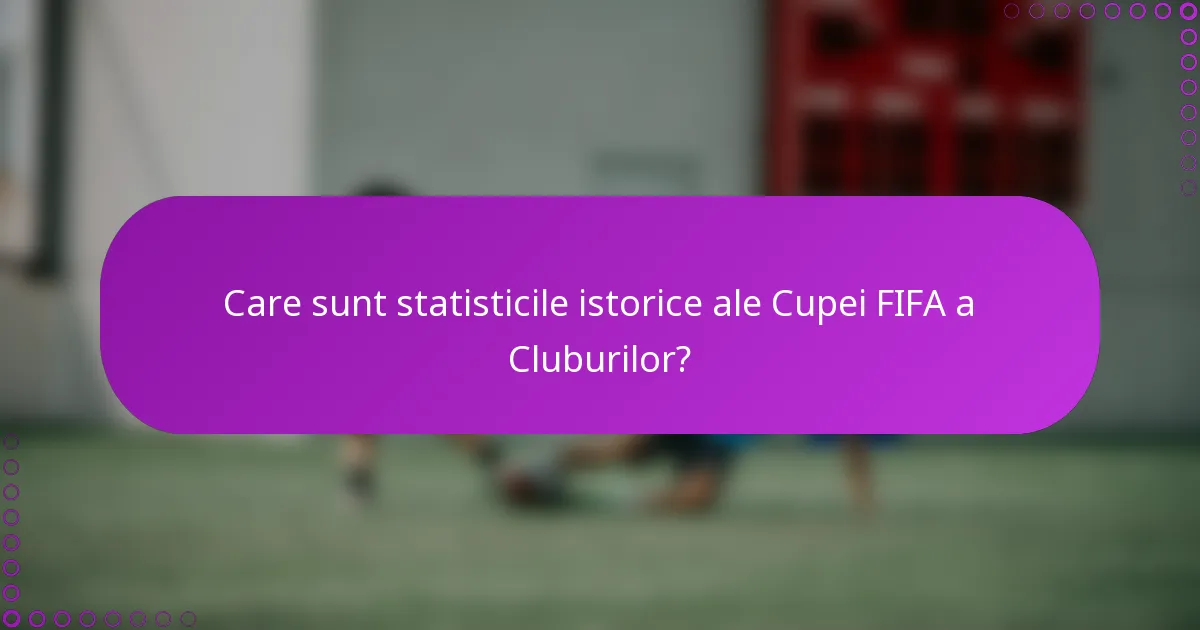 Care sunt statisticile istorice ale Cupei FIFA a Cluburilor?