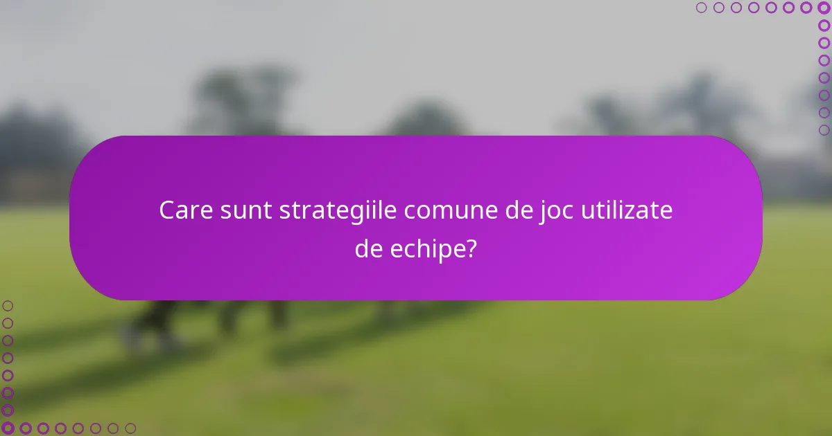 Care sunt strategiile comune de joc utilizate de echipe?